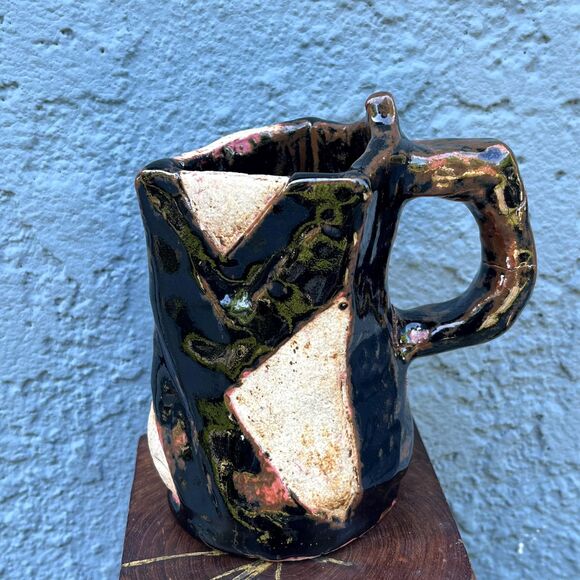 Vintage Brutalist Pottery Funky Abstract Pitcher Vase unique decor - Picture 10 of 10